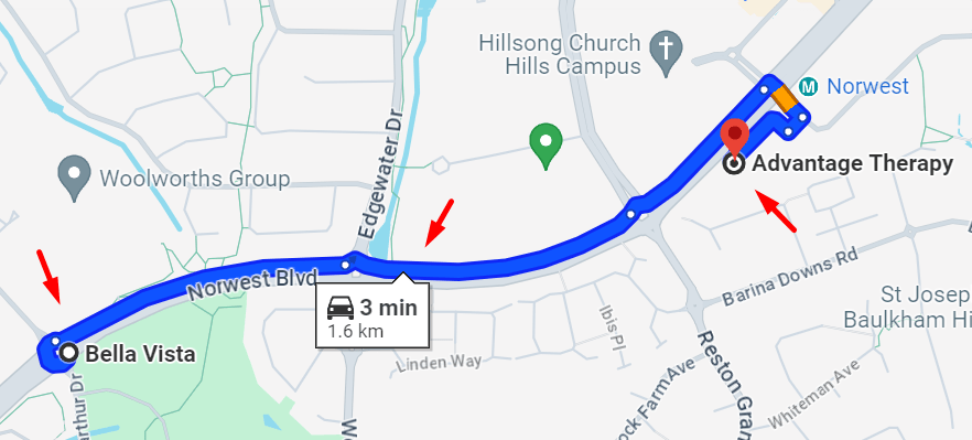 Advantage therapy distance from Bella Vista